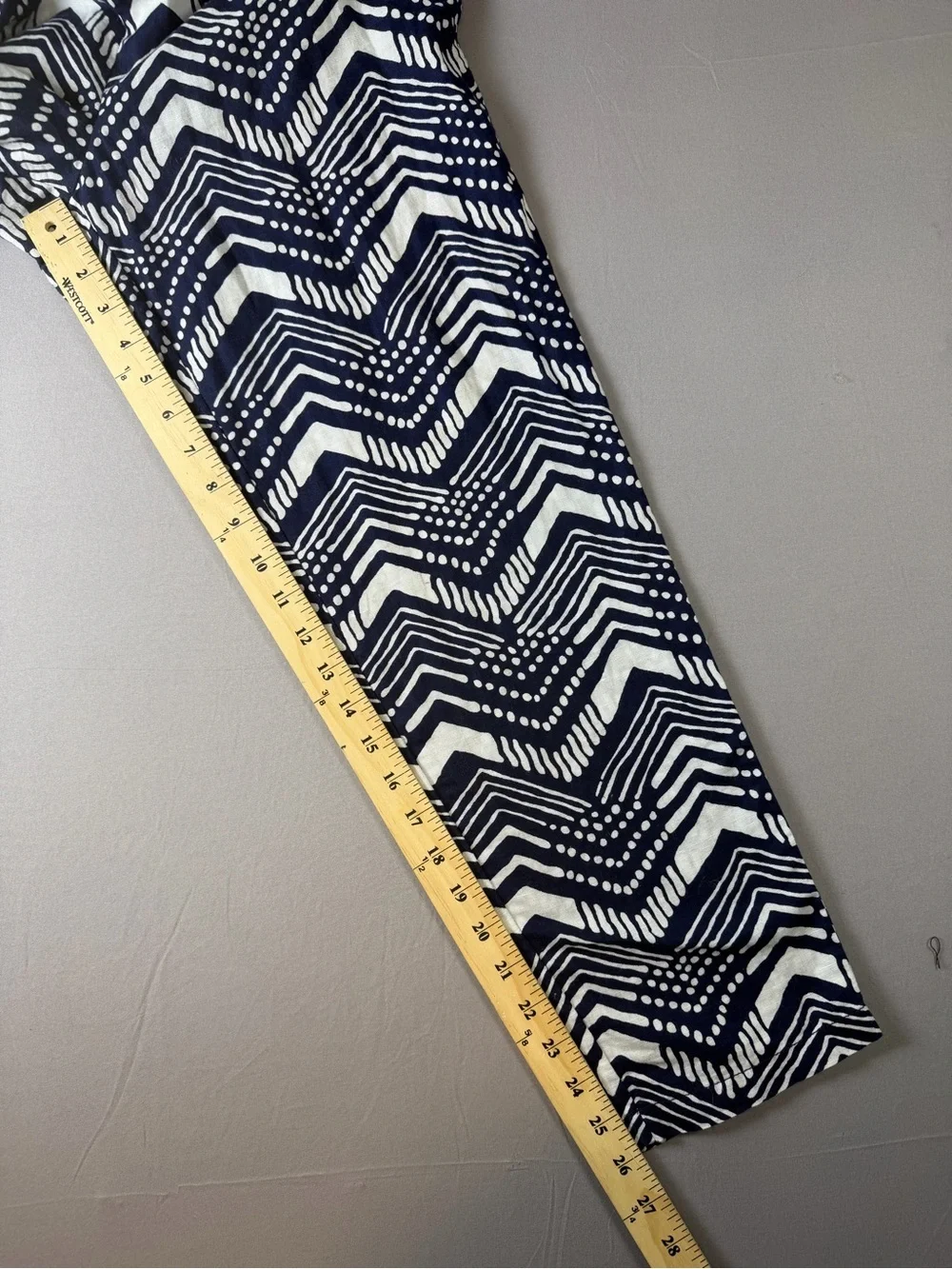 J. Crew Navy & White Chevron Linen and Cotton Jumpsuit Size 2 Elastic Waist NWOT